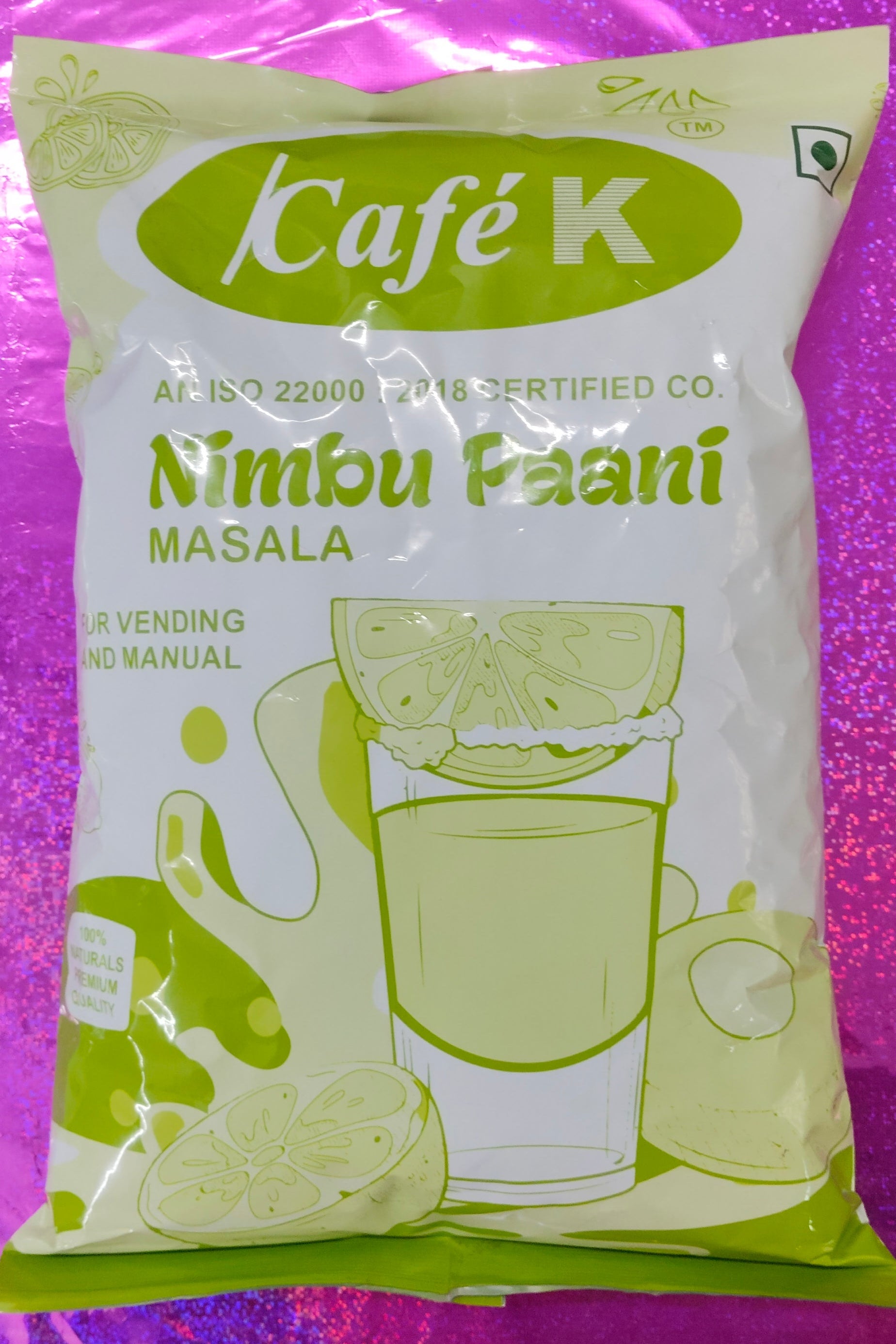 Cafe K Nimbu Paapni Masala premix pouch by Coffee walla for nimbu paani premix for vending machines