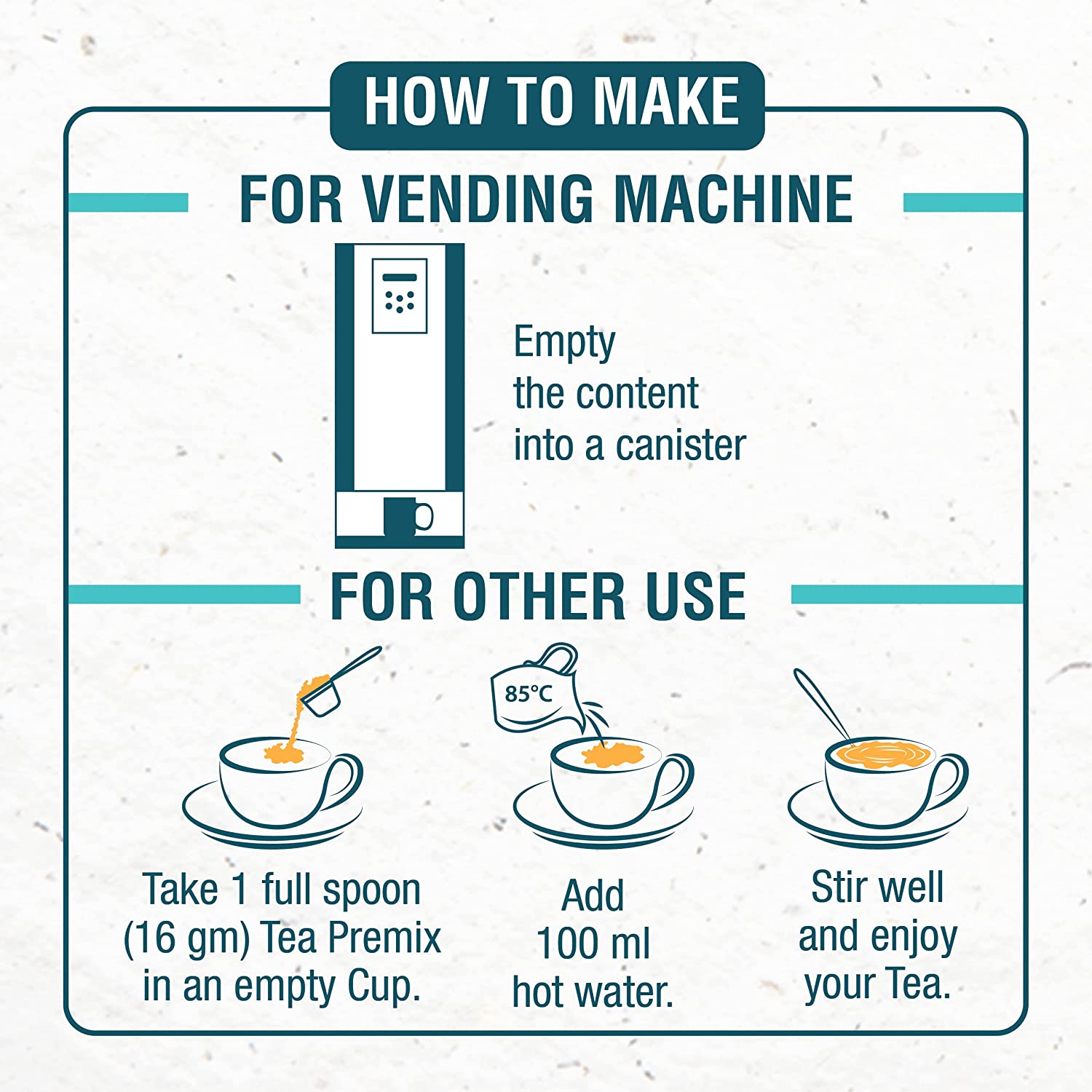 Instructions on how to make tea for vending machine and other use with Atlantis coffee machine Sikkim