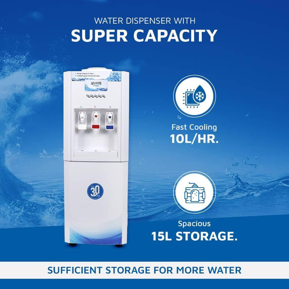 Atlantis super water dispenser with fast cooling and spacious 15L storage capacity