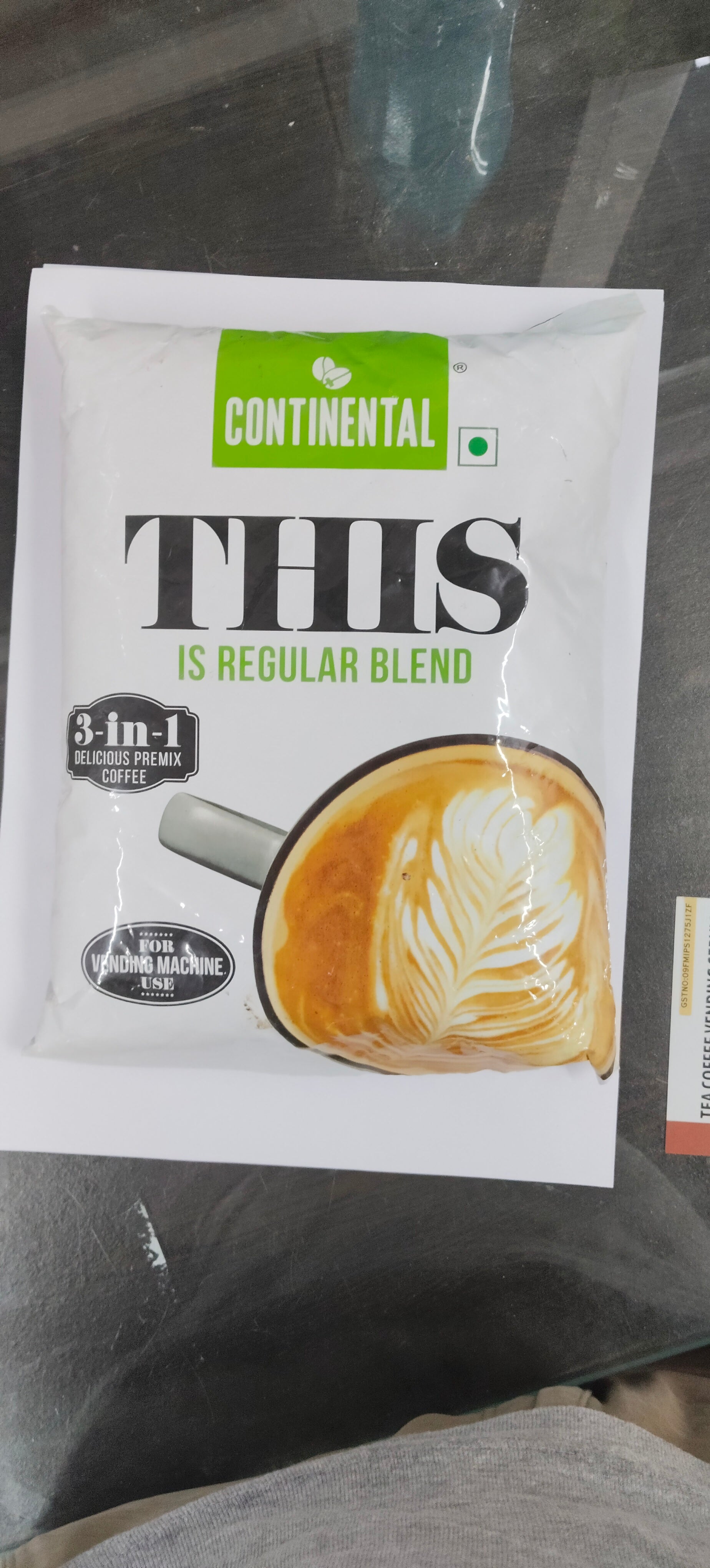 Continental 3 in 1 coffee premix 1 kg white pack with latte art coffee cup image