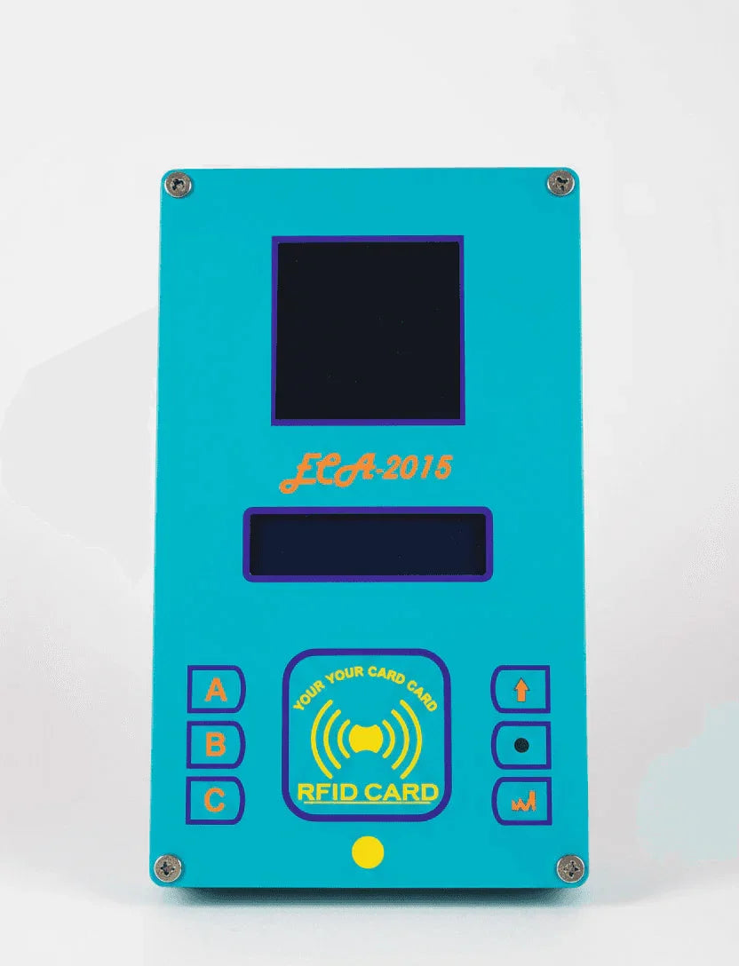 Blue RFID card reader device with screen and keypad for secure access in Andhra Pradesh locations
