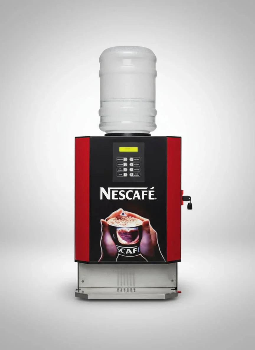 Nescafe 8 Option Coffee Vending Machine with UPI Payment in black and red by Coffee Walla