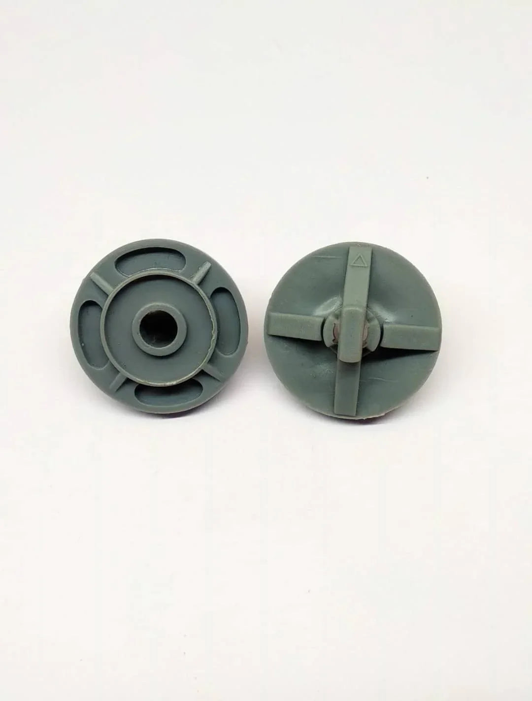 COFFEE WALLA gray plastic mixing impeller parts shown from front and back on white background