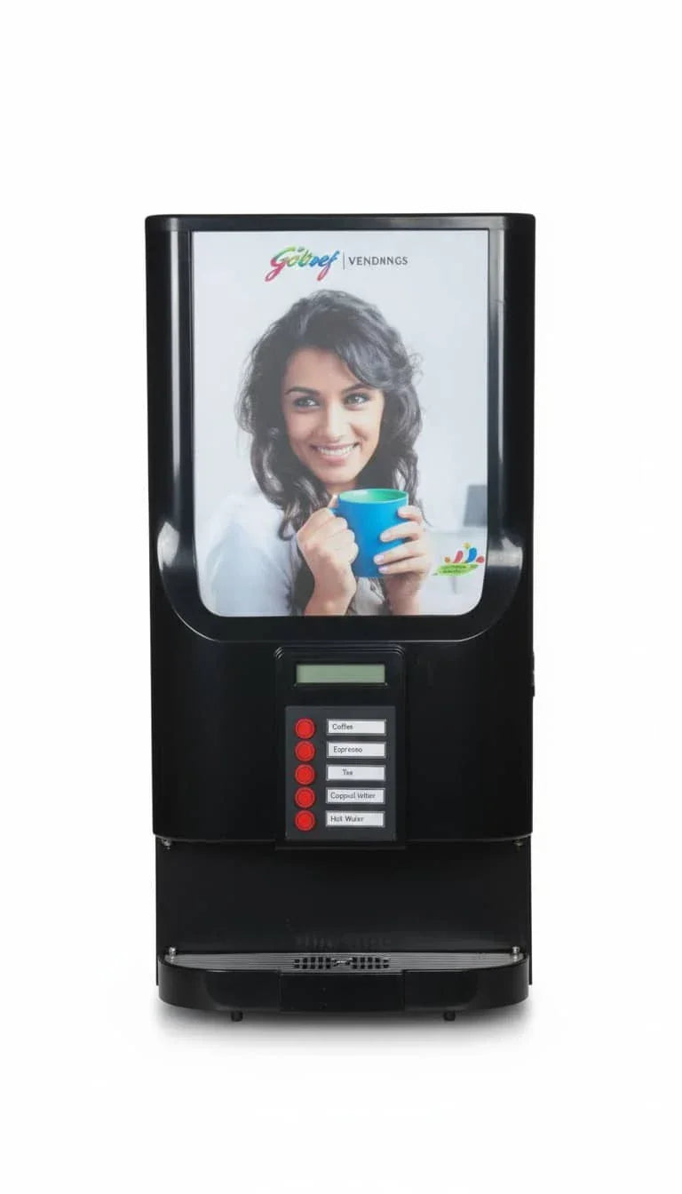 COFFEE WALLA black coffee vending machine with digital display and Amazon coffee machine dealer Noida branding