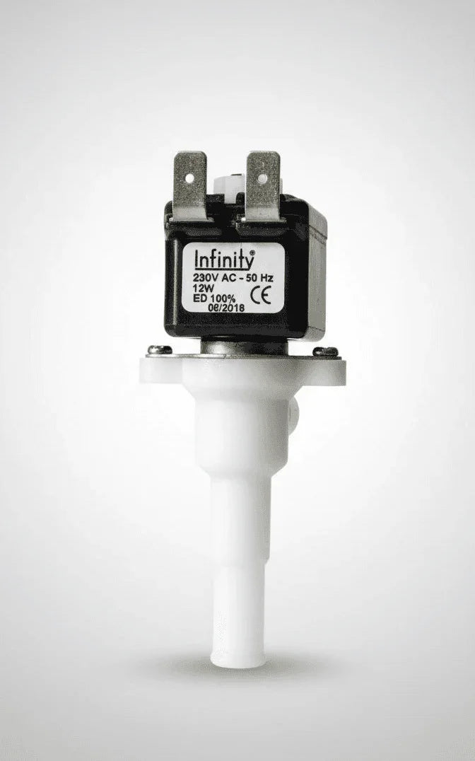 COFFEE WALLA AC SOLONID VUALVE black and white electrical component with metal connectors