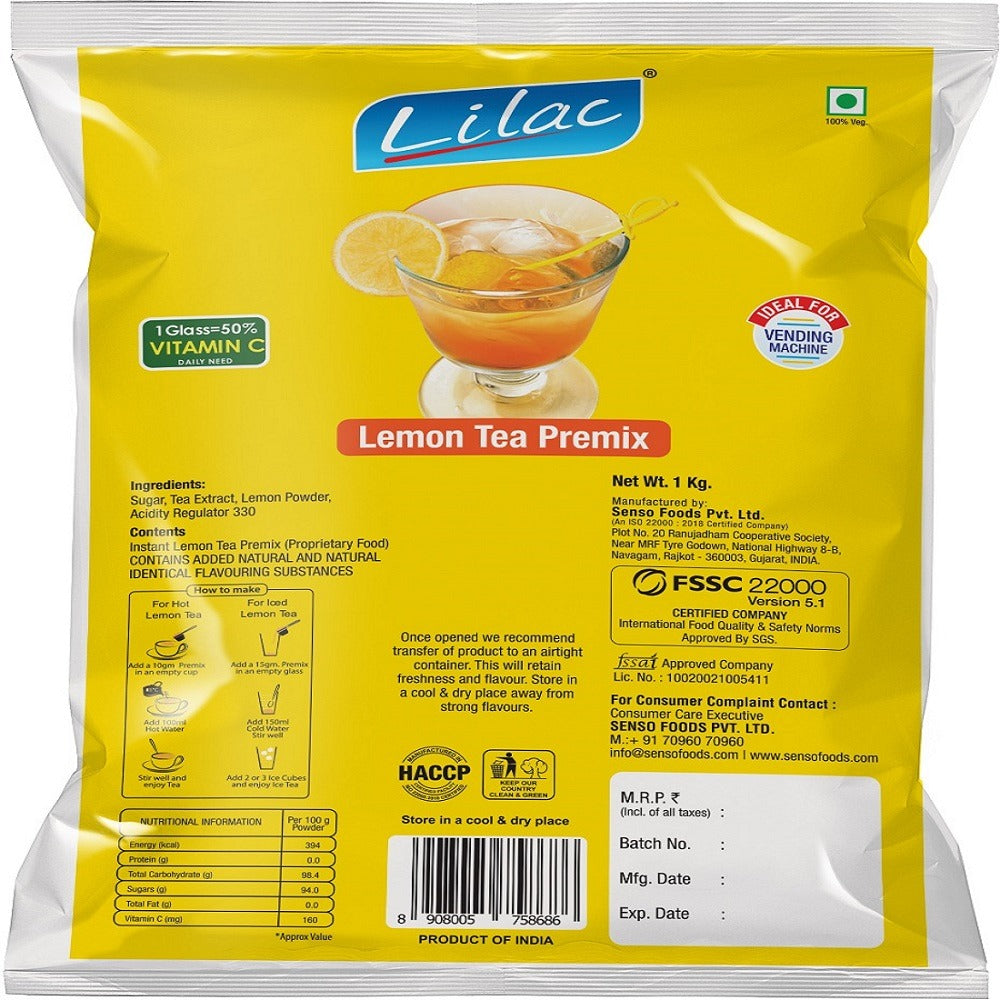 Lilac Lemon Tea Premix 1kg for Vending Machines - COFFEE WALLA CALL ANY REQUIREMENT 99397588888 24*7