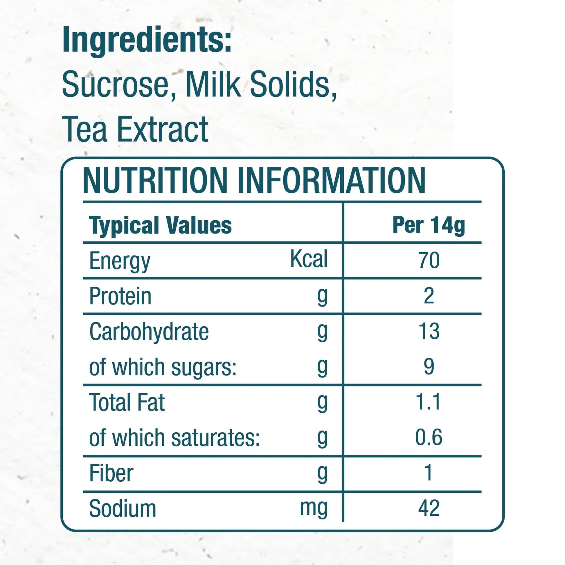 Nutritional information and ingredients for Nescafe coffee premix Meghalaya including sucrose milk solids and tea extract
