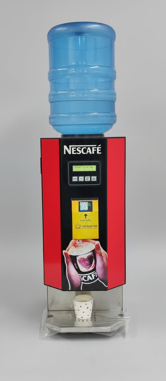 Amazon tea coffee machine Noida with red and black design and water dispenser on top