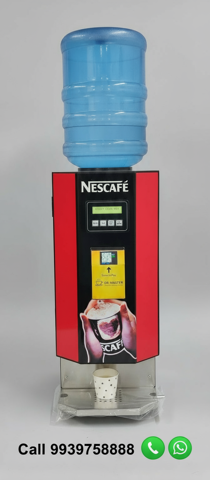 Nescafe coffee machine Arunachal with large water container and paper cup dispenser