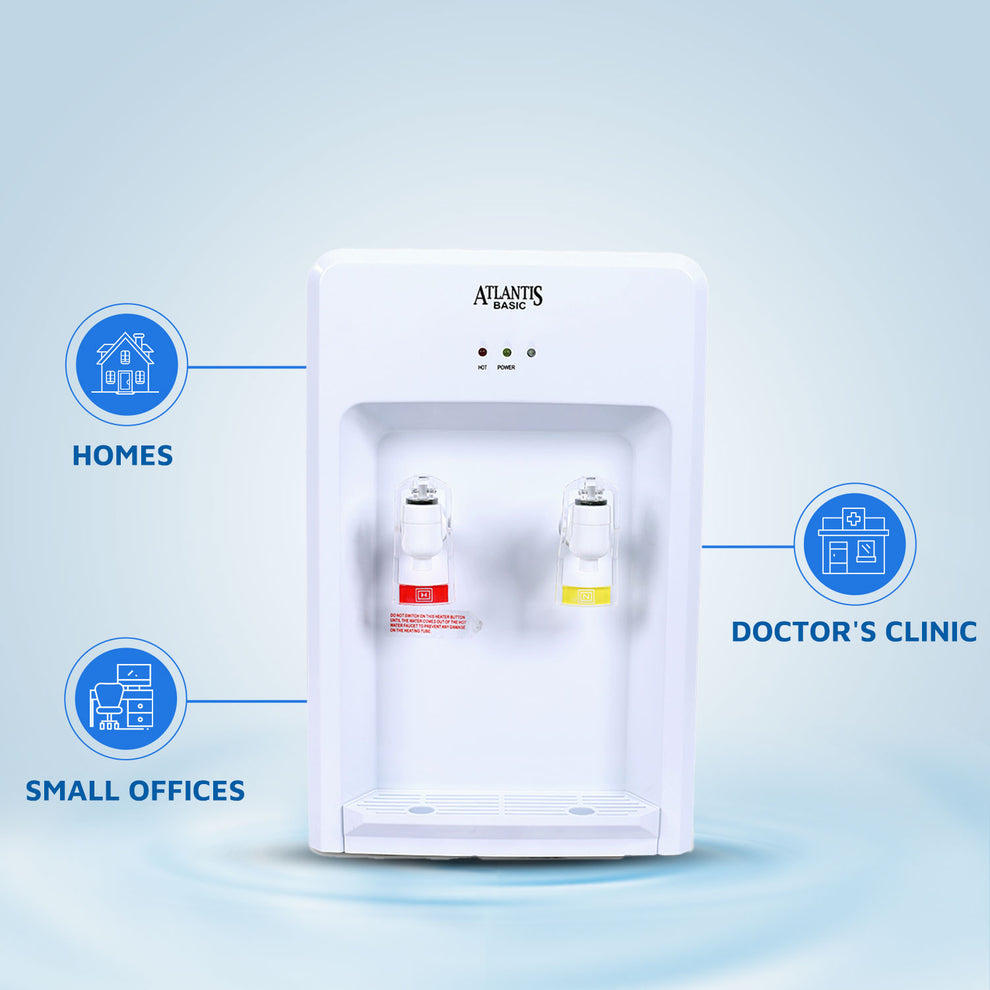 Atlantis Basic water dispenser white model suitable for homes small offices and doctor’s clinic