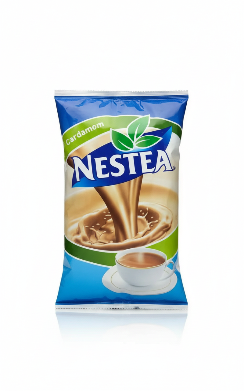 Nestea cardamom tea premix 1kg packet with creamy tea cup image on blue and green packaging