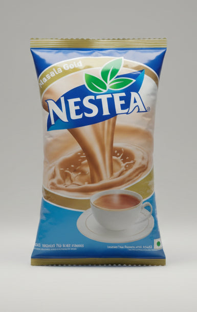 Nestea instant tea premix 1kg packet with tea cup and splash design on blue and gold packaging